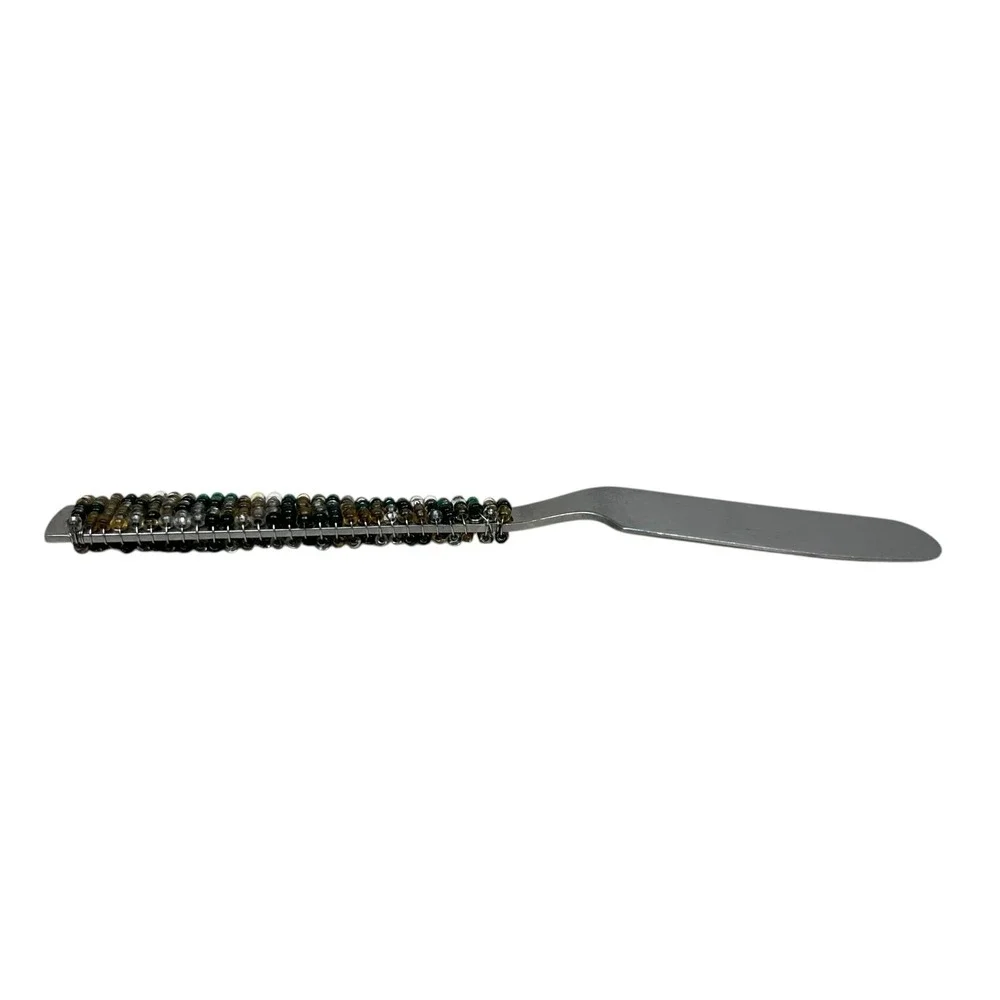 Vintage Kathy Hudson Cheese Butter Knife Beaded Wire Wrapped Utensil 5.5 in L